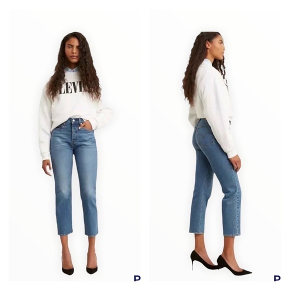 LEVI'S Medium Wash High Rise Button Fly Wedgie Straight Fit Jeans Size 31 - Picture 1 of 16